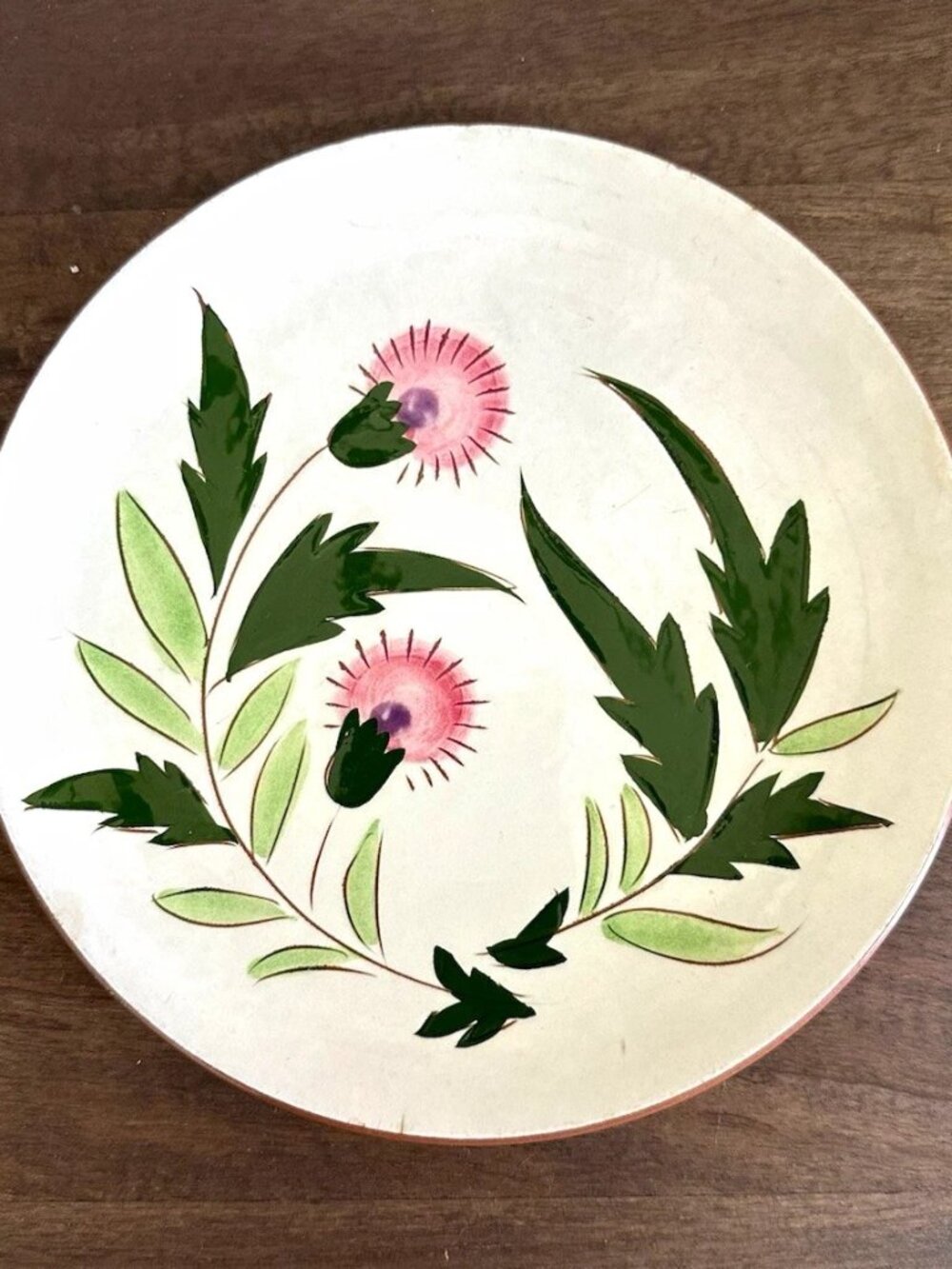 Stangl Terra Rose Thistle 8in Round Pottery Plate Floral